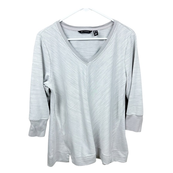H by Halston Heather Gray 3/4 Sleeve Top Size Medium - Picture 2 of 7